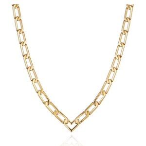 Jenny Bird Gold Link Alma Necklace with Heart Detail, NWT